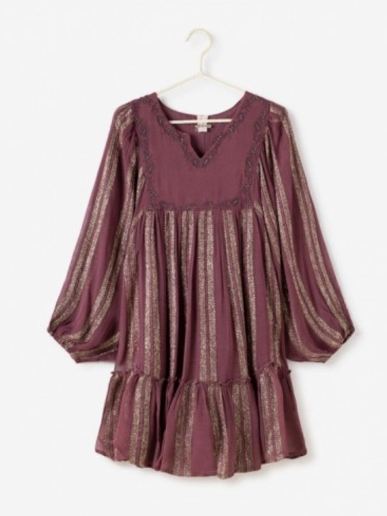 RAGA Dresses & Skirts - RAGA Bohmian Metallic Beaded Dress in Maroon